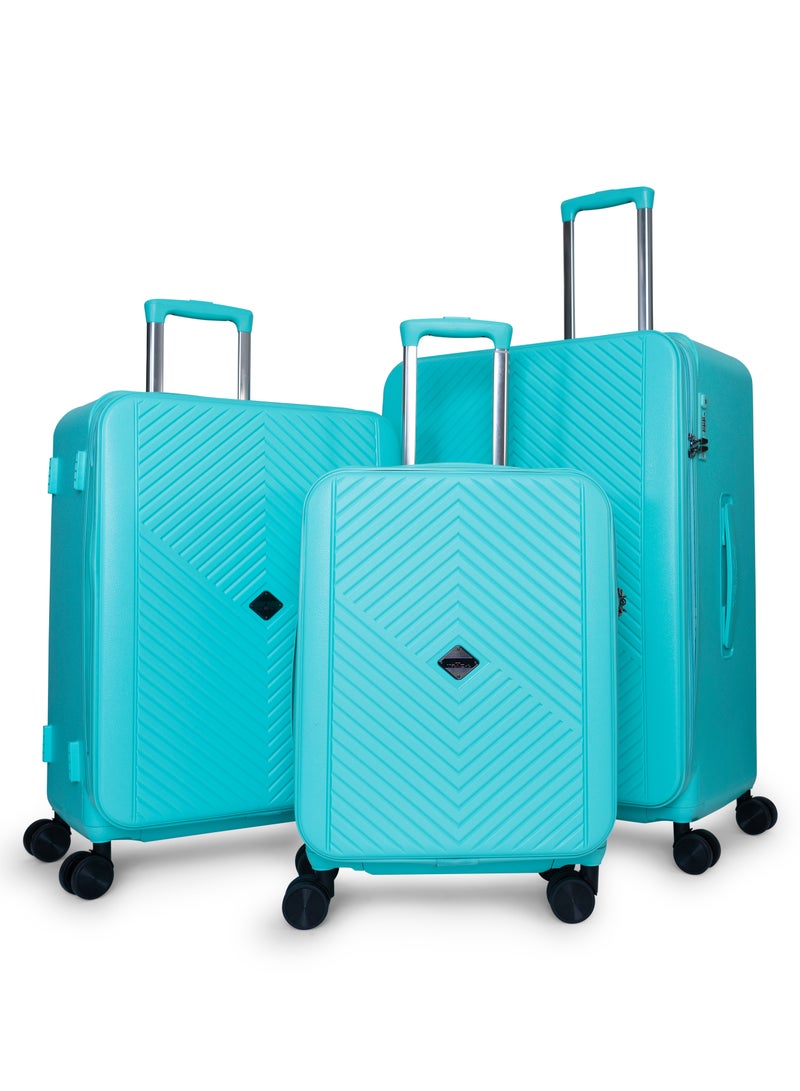 Track Track Tank Series Luggage Set Turquoise-Durable ABS Lightweight HardShell Suitcase with Double Spinner Wheels, Combination Lock & Anti-Theft Zipper Suitcase, 3-Piece Lightweight Travel Suitcase Set  - Image 1
