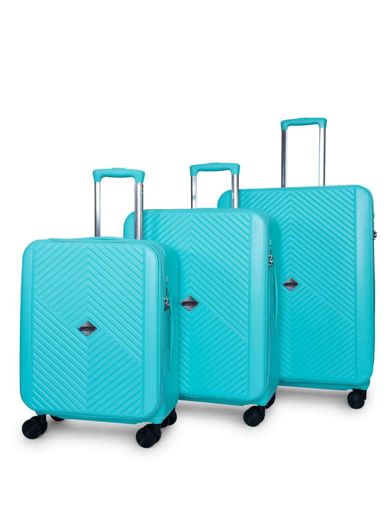 Track Track Tank Series Luggage Set Turquoise-Durable ABS Lightweight HardShell Suitcase with Double Spinner Wheels, Combination Lock & Anti-Theft Zipper Suitcase, 3-Piece Lightweight Travel Suitcase Set  - Image 2