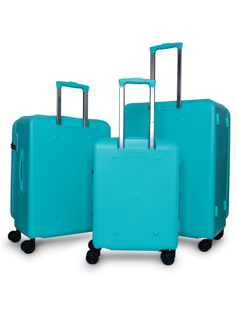 Track Track Tank Series Luggage Set Turquoise-Durable ABS Lightweight HardShell Suitcase with Double Spinner Wheels, Combination Lock & Anti-Theft Zipper Suitcase, 3-Piece Lightweight Travel Suitcase Set  - Image 3