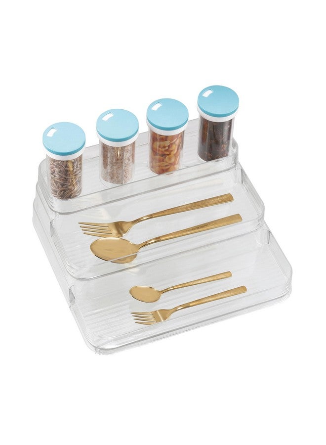 Kiwilon Step Organizer For Kitchen | Kitchen Rack Organizer 3 Tier | Transparent Spice Rack Shelf | Multipurpose Storage Organizer For Spices, Condiments, Bottles & Jars - Image 1