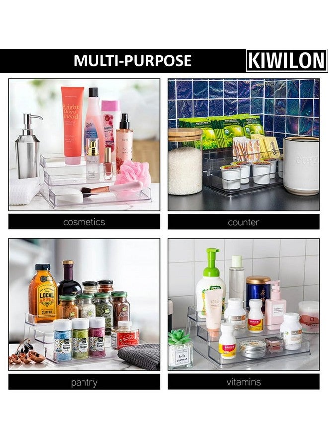 Kiwilon Step Organizer For Kitchen | Kitchen Rack Organizer 3 Tier | Transparent Spice Rack Shelf | Multipurpose Storage Organizer For Spices, Condiments, Bottles & Jars - Image 4