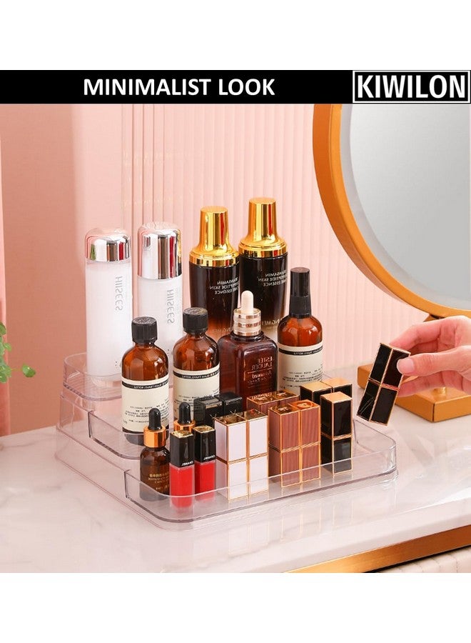 Kiwilon Step Organizer For Kitchen | Kitchen Rack Organizer 3 Tier | Transparent Spice Rack Shelf | Multipurpose Storage Organizer For Spices, Condiments, Bottles & Jars - Image 2