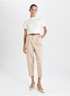 DeFacto Slim Fit Embroidered Ribbed Short Sleeve Turtleneck T-Shirt  - Image 3
