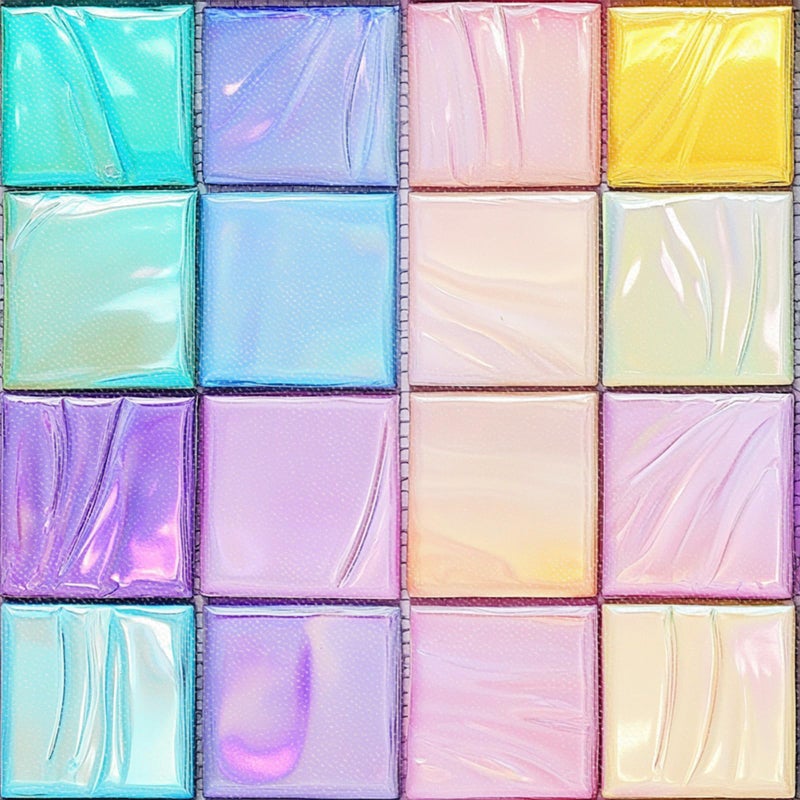 HOMETITUTE 10PCS 12x12 Inch Pastel Macaron Rainbow Glass Look Flat Floor Tiles Peel and Stick Removable Self Adhesive DIY Vinyl Flooring Stickers for Kitchen Bathroom Living Room Entryway Home Decor - Image 1