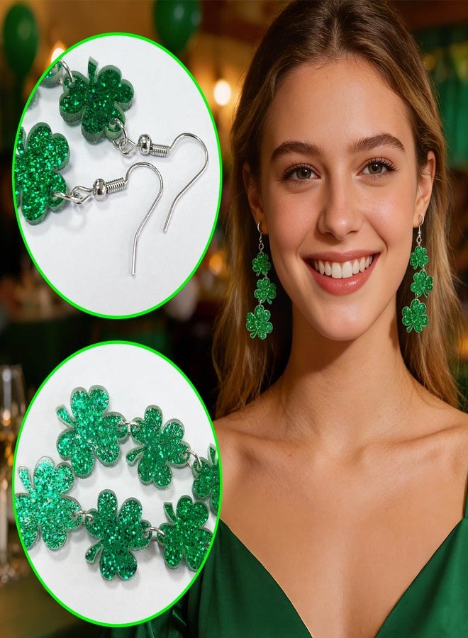 Dkomekii St Patricks Day Earrings for Women Shamrock Earrings Green Irish Clover Gifts Accessories Outfits Jewelry Gifts Good Lucky - Image 3