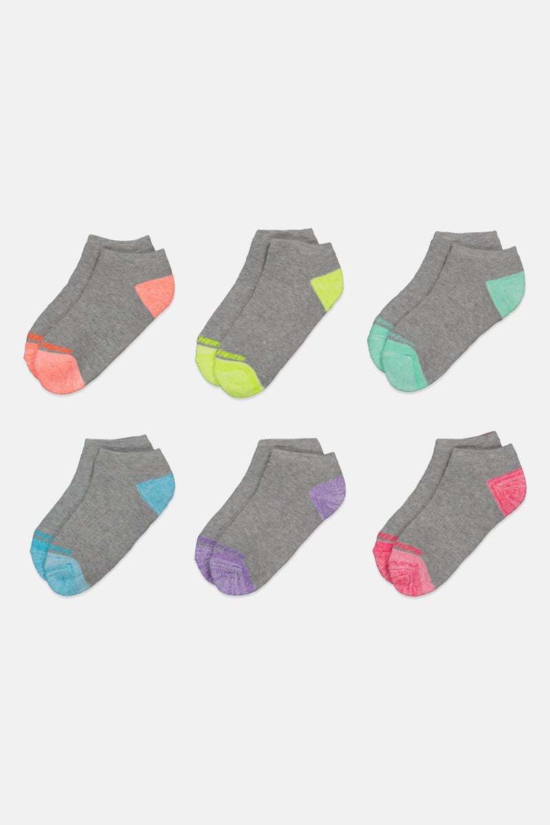 SKECHERS Kids Girl 6 Pairs Brand Logo Crew Socks, Multicolor - Image 3