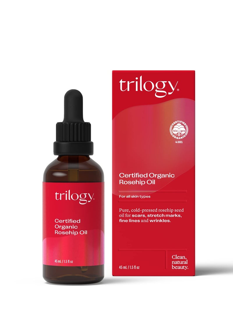 تريلوجي زيت ثمر الورد العضوي المعتمد - زيت بذور ثمر الورد النقي المضغوط على البارد للندبات وعلامات التمدد والخطوط الدقيقة والتجاعيد - مع اوميجا 3 و6 و9 لجميع انواع البشرة، معتمد من وزارة الزراعة - Image 1