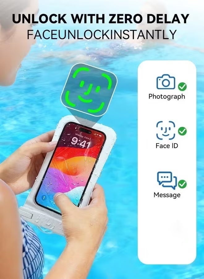 غطاء هاتف مقاوم للماء بدرجة IPX8 مع حبل رقبة، حقيبة جافة عالمية مقاومة للماء مقاس 7.2 بوصة، حقيبة هاتف مقاومة للماء تعمل باللمس الكامل بفيلم عالي الوضوح للسباحة والغطس والتزلج ورحلات الشاطئ والاستخدام اليومي في الأيام الماطرة (D012-3 - أسود) - Image 5