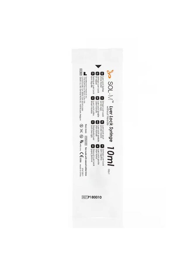 SOL-MILLENNIUM - Sol-M 10ml Luer Lock Syringe without needle box w/ 100 count - Image 1