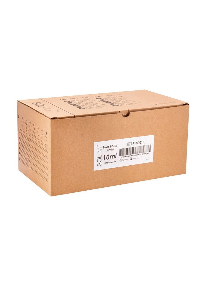SOL-MILLENNIUM - Sol-M 10ml Luer Lock Syringe without needle box w/ 100 count - Image 1