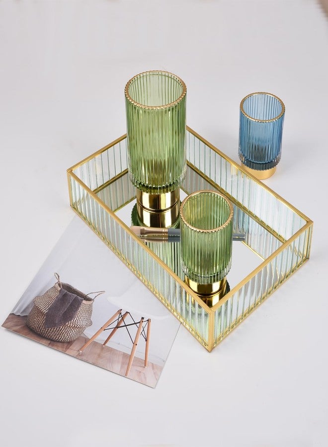 Fvstar Vintage Makeup Brush Holder Organizer,Dresser Glass Brushes Holder,Vanity Cosmetic Brush Holder,Desktop Crystal Eyeliners Eyebrow Pencil Storage Cup Holder for Countertop (Small Green) - Image 4
