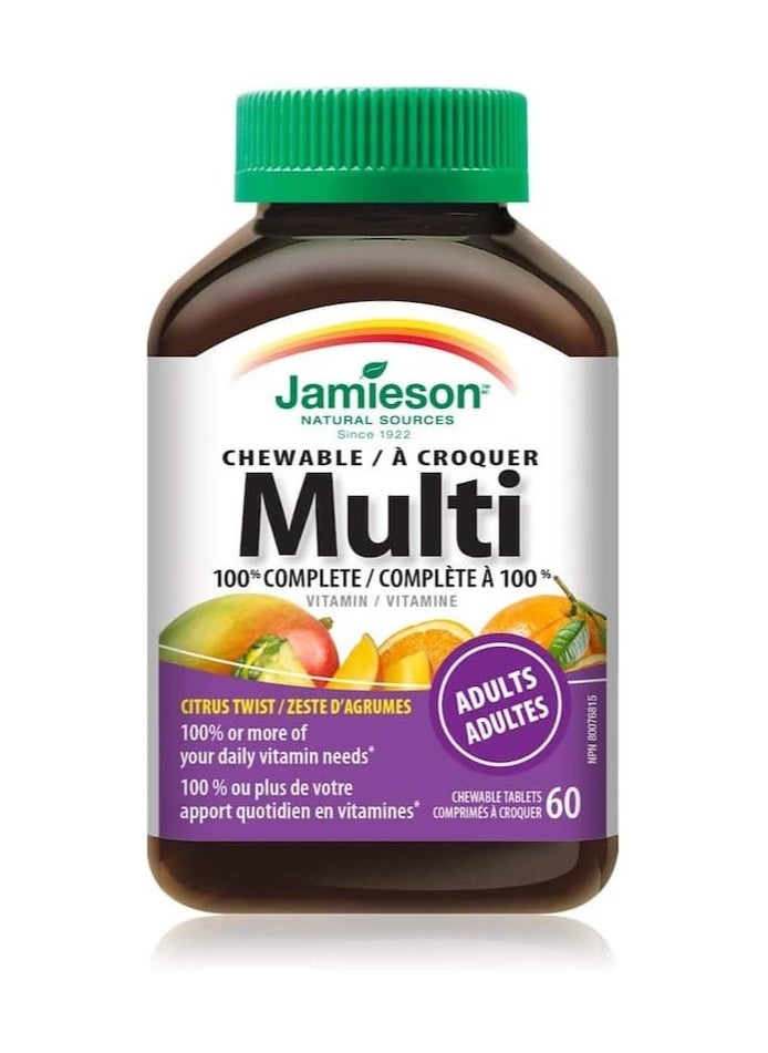 Jamieson - Jamieson 100% Complete Chewable Multivitamin for Adults Citrus Twist Multi 60 Tablets - Image 1