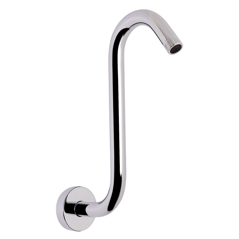 HarJue S Shaped Shower Arm High Rise Shower Head Extension Pipe Standard 12 Connection with Flange Awesome Shower ExperienceStainless Steel Bathroom Accessory10 Inch S Shape Chrome Finish
