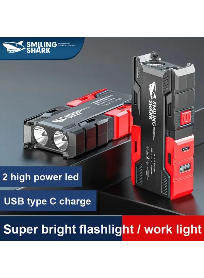 SD0712A Smiling Shark USB C Rechargeable Flashlight Power Bank 3 Modes Fast Charging Compact EDC Torch - Image 2