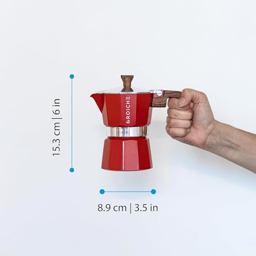 GROSCHE Milano Stovetop Espresso Maker Moka Pot 3 espresso Cup - 5oz, Red - Cuban Coffee Maker Stove top coffee maker Moka Italian espresso greca coffee maker brewer percolator - Image 5