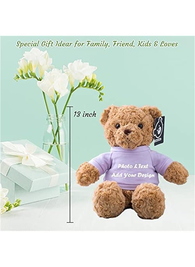 Personalized Gifts for Women Men Stuffed Bear Plush Toys with ized Text, Personalized Teddy Bear with T-Shirt as for  s Day Birthday (13 inch-Text+Photo)  - Image 4