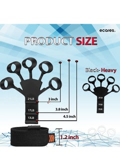 ECARES ECARES® Hand Grip Strengthener, 6 Resistant Level Adjustable Finger Exerciser and Stretcher, Relieve Pain for Arthritis, Finger Flexion Extension Training for Musicians, Rock Climbing, Black  - Image 2