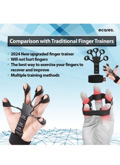 ECARES ECARES® Hand Grip Strengthener, 6 Resistant Level Adjustable Finger Exerciser and Stretcher, Relieve Pain for Arthritis, Finger Flexion Extension Training for Musicians, Rock Climbing, Black  - Image 4