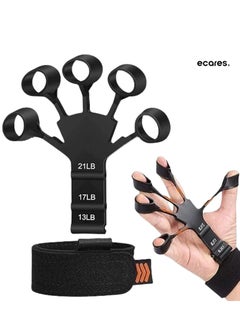 ECARES ECARES® Hand Grip Strengthener, 6 Resistant Level Adjustable Finger Exerciser and Stretcher, Relieve Pain for Arthritis, Finger Flexion Extension Training for Musicians, Rock Climbing, Black  - Image 1