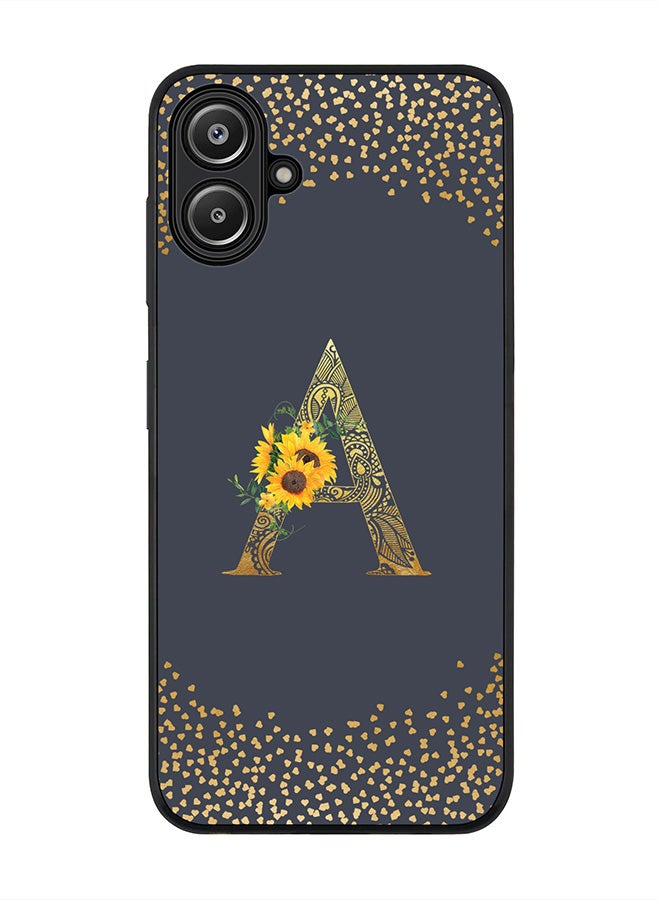 Stylizedd For Samsung Galaxy A06 Case,Slim fit Camera Protection, Shockproof Thin Phone cover - Custom Floral Monogram - A (Grey ) - Image 1