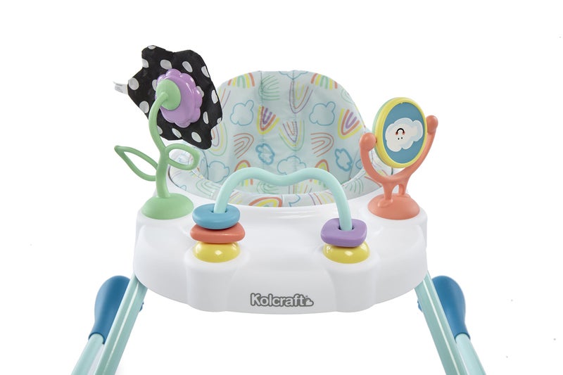 Kolcraft Tiny Steps Too 2-in-1 Infant and Baby Push Walker with Wheels, Seated or Walk-Behind Design, Entertaining Developmental Activities for Boys and Girls, Sturdy Steel Frame - Clouds and Rainbows - Image 5