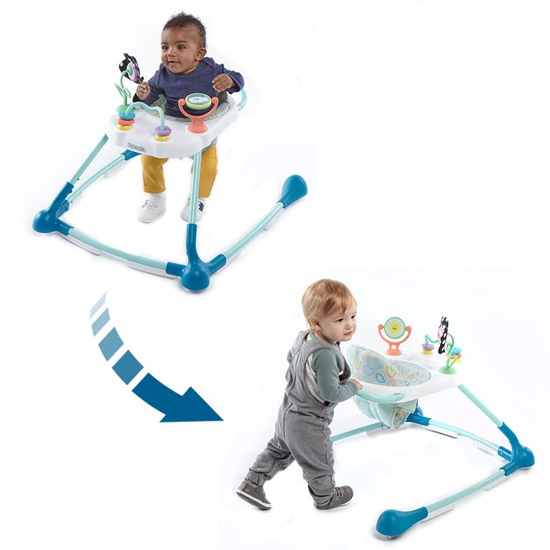Kolcraft Tiny Steps Too 2-in-1 Infant and Baby Push Walker with Wheels, Seated or Walk-Behind Design, Entertaining Developmental Activities for Boys and Girls, Sturdy Steel Frame - Clouds and Rainbows - Image 1