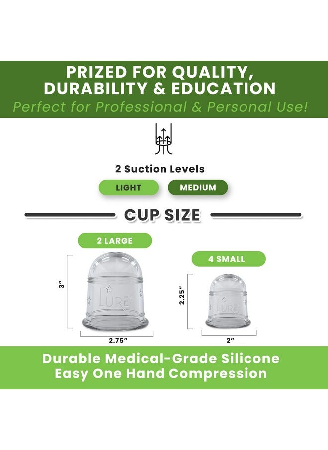 Lure Essentials - Silicone Cupping Therapy Set 6 Professional Massage Cupping Cups For Cupping Therapy Cup Kit For Massage, Myofascial Release, Cellulite Reduction - Image 1