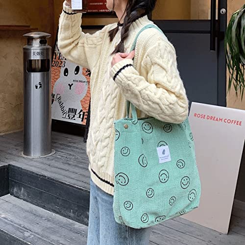 JARKJARD Corduroy Tote Bag Aesthetic Cute Tote Bags Large School Shoulder Bags for Teen Girls Trendy Stuff(Green) - Image 4