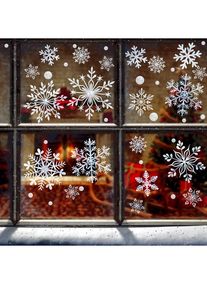 DC-BEAUTIFUL 318 Pcs Christmas Snowflakes Clings Decoration Set, White Christmas Theme Window Stickers, Winter Snow Flakes Clings Party Decal (12 Sheets)  - Image 4