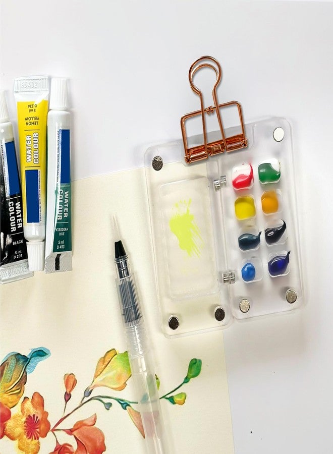 The Crafthives Mini Travel Watercolor Art Kit - Metal Clip | Portable 6-Colour Watercolor Palette with Wooden Mixing Tray & Water Brush | Compact Painting Kit for Artists, Students & Hobbyists - Image 3