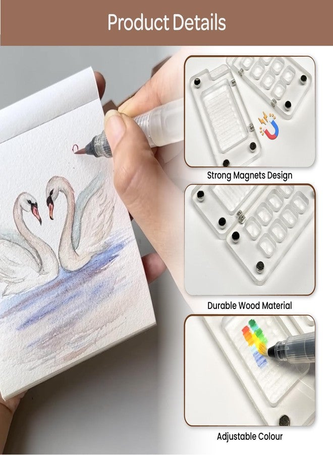 The Crafthives Mini Travel Watercolor Art Kit - Metal Clip | Portable 6-Colour Watercolor Palette with Wooden Mixing Tray & Water Brush | Compact Painting Kit for Artists, Students & Hobbyists - Image 2