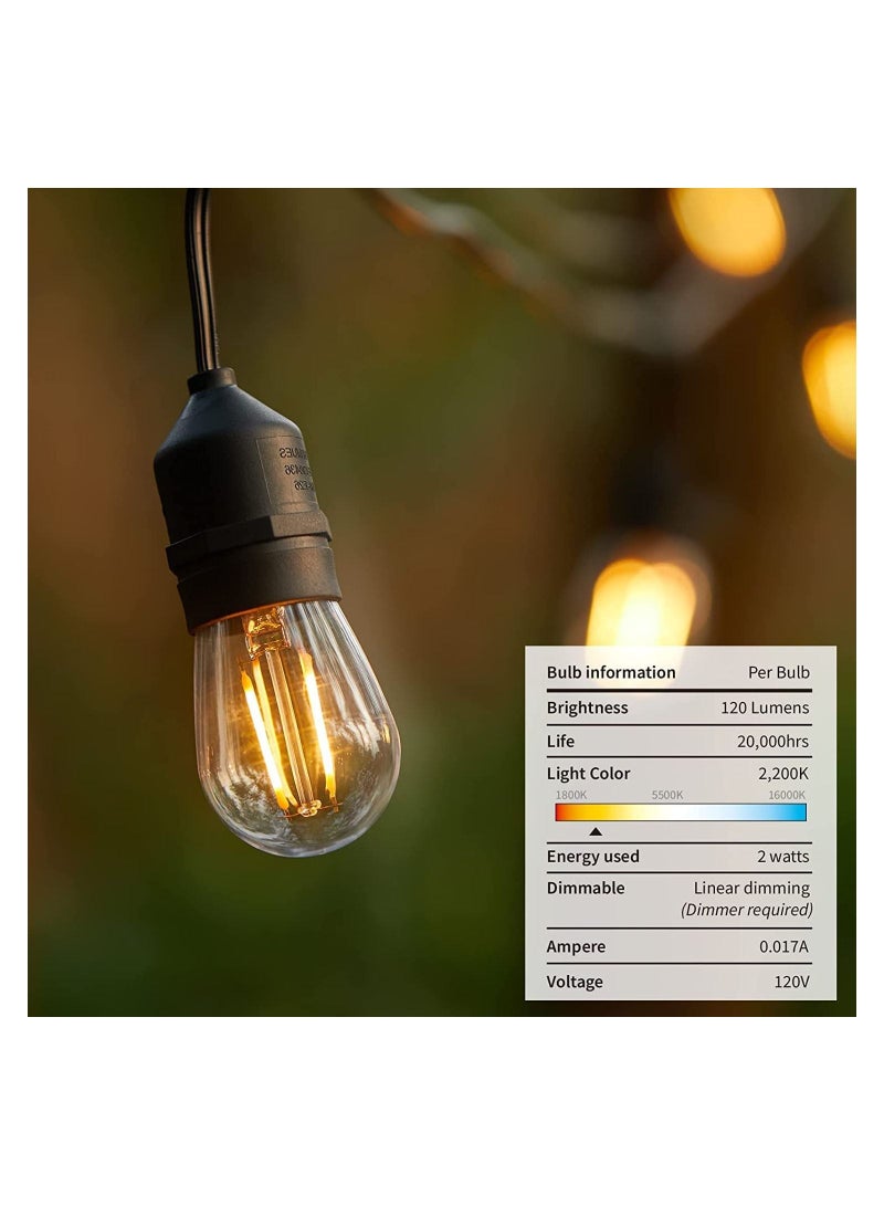 منزل منظم قطعتان من مصابيح LED الخارجية لأضواء الفناء الخارجية المقاومة للماء 20M2 * 10M) IP65 لمبات إديسون المعلقة المقاومة للكسر ومقاومة للكسر مع حبلا من الدرجة التجارية لحفلة مقهى في الفناء الخلفي - Image 5