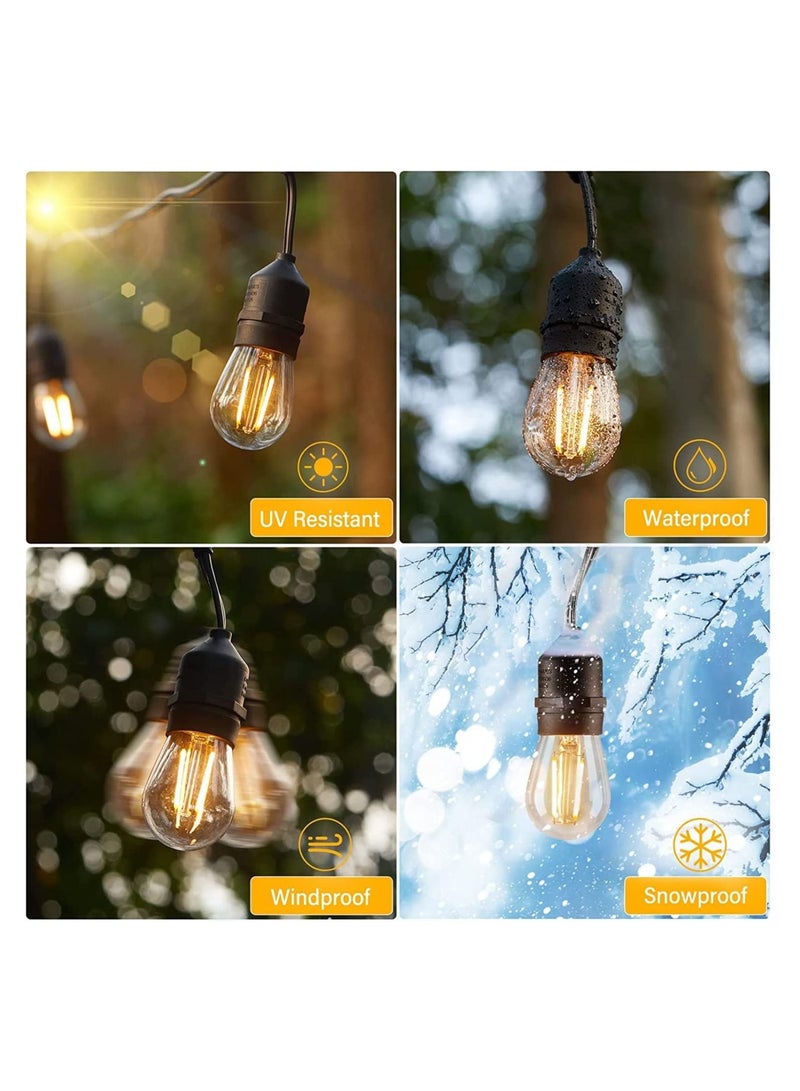 منزل منظم قطعتان من مصابيح LED الخارجية لأضواء الفناء الخارجية المقاومة للماء 20M2 * 10M) IP65 لمبات إديسون المعلقة المقاومة للكسر ومقاومة للكسر مع حبلا من الدرجة التجارية لحفلة مقهى في الفناء الخلفي - Image 3