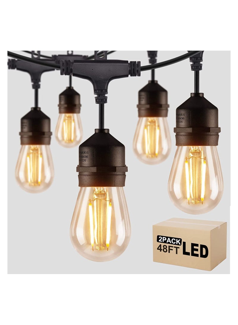 منزل منظم قطعتان من مصابيح LED الخارجية لأضواء الفناء الخارجية المقاومة للماء 20M2 * 10M) IP65 لمبات إديسون المعلقة المقاومة للكسر ومقاومة للكسر مع حبلا من الدرجة التجارية لحفلة مقهى في الفناء الخلفي - Image 1
