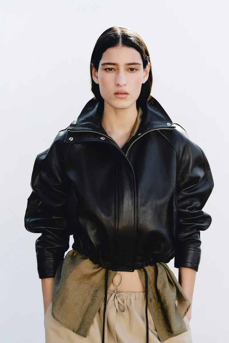 Oversized leather jacket