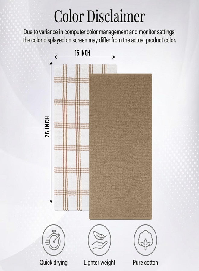 RIVERSIDE Pack of 6 Premium Kitchen Towels Set 16 x 26 Inches, 100% Ring Spun Cotton Super Soft Tea and Bar Towels Set, Quick Drying Dish Towels for Drying Dishes (Tan) - Image 2