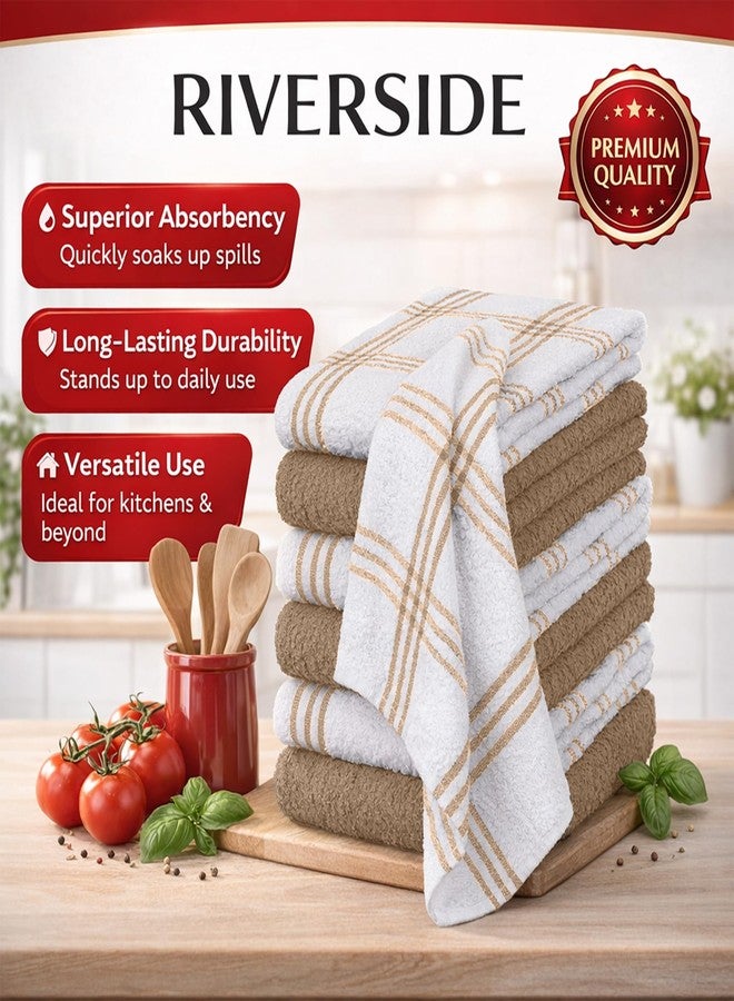 RIVERSIDE Pack of 6 Premium Kitchen Towels Set 16 x 26 Inches, 100% Ring Spun Cotton Super Soft Tea and Bar Towels Set, Quick Drying Dish Towels for Drying Dishes (Tan) - Image 5
