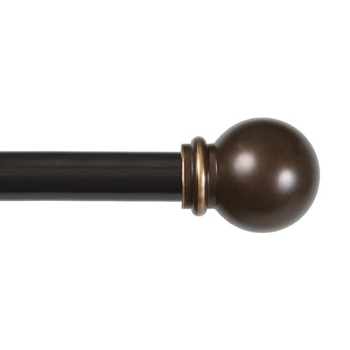 Kenney Chelsea Ball End Window Curtain Rod Adjustable 48 to 86 Inch Extendable Rod Set Oil Rubbed Bronze - Image 1