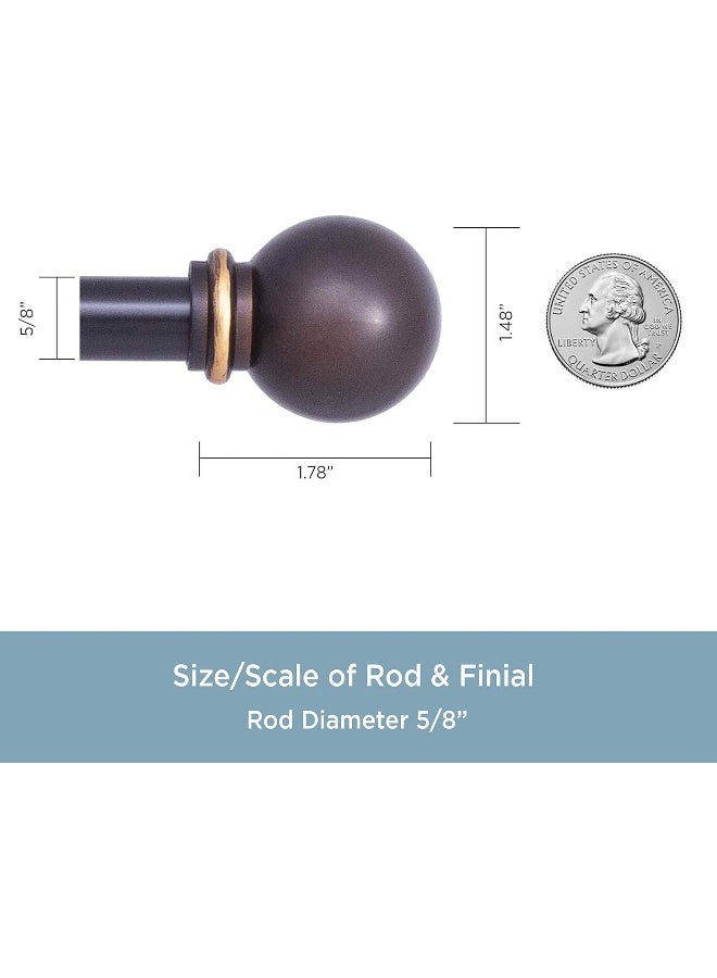 Kenney Chelsea Ball End Window Curtain Rod Adjustable 48 to 86 Inch Extendable Rod Set Oil Rubbed Bronze - Image 2
