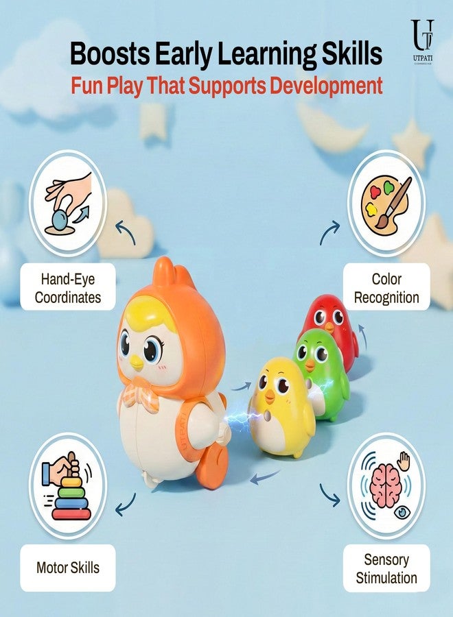UTPATI Chicken Toys for Kids, Swinging Chain String Magnetic Hen with Chick Learning to Crawl Spring Toy, Crawling Wind-up Duck, Walking Chicken Cute Windup Toy for Boys Girls Toddler - Image 4