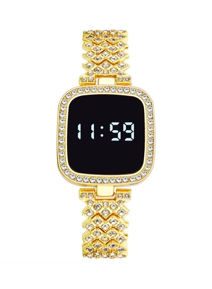 Goolsky Digital Smart Watch with Gold Chain Band – Fashionable Electronic Watch with LED Display for Men & Women - Image 1