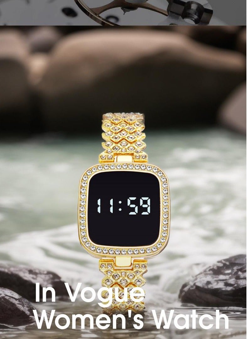 Goolsky Digital Smart Watch with Gold Chain Band – Fashionable Electronic Watch with LED Display for Men & Women - Image 2
