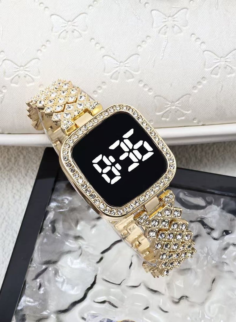 Goolsky Digital Smart Watch with Gold Chain Band – Fashionable Electronic Watch with LED Display for Men & Women - Image 3