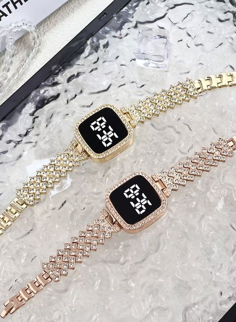 Goolsky Digital Smart Watch with Gold Chain Band – Fashionable Electronic Watch with LED Display for Men & Women - Image 4