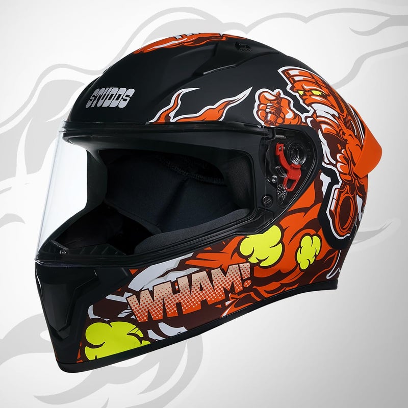 Studds Thunder D10 ISI and DOT Certified Full Face Graphic Helmet for Men and Women with Clear Visor and Painted Spoiler, Motorcycling - Image 4