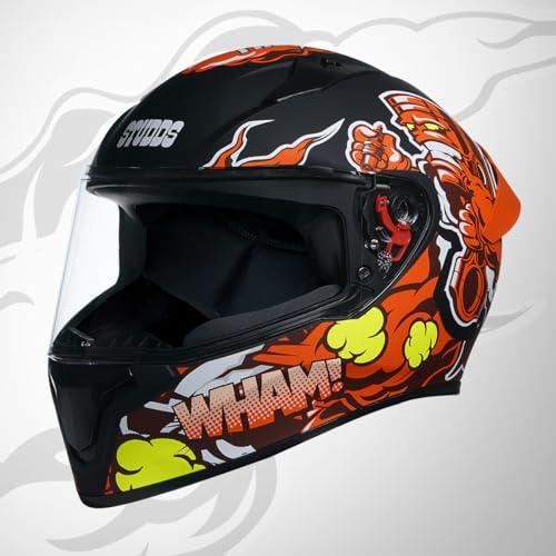 Studds Thunder D10 ISI and DOT Certified Full Face Graphic Helmet for Men and Women with Clear Visor and Painted Spoiler, Motorcycling - Image 1