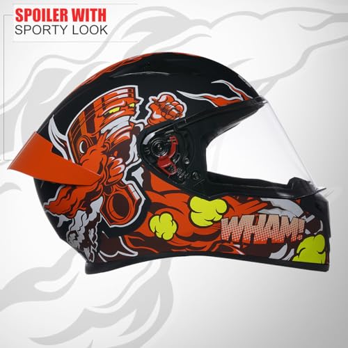 Studds Thunder D10 ISI and DOT Certified Full Face Graphic Helmet for Men and Women with Clear Visor and Painted Spoiler, Motorcycling - Image 3
