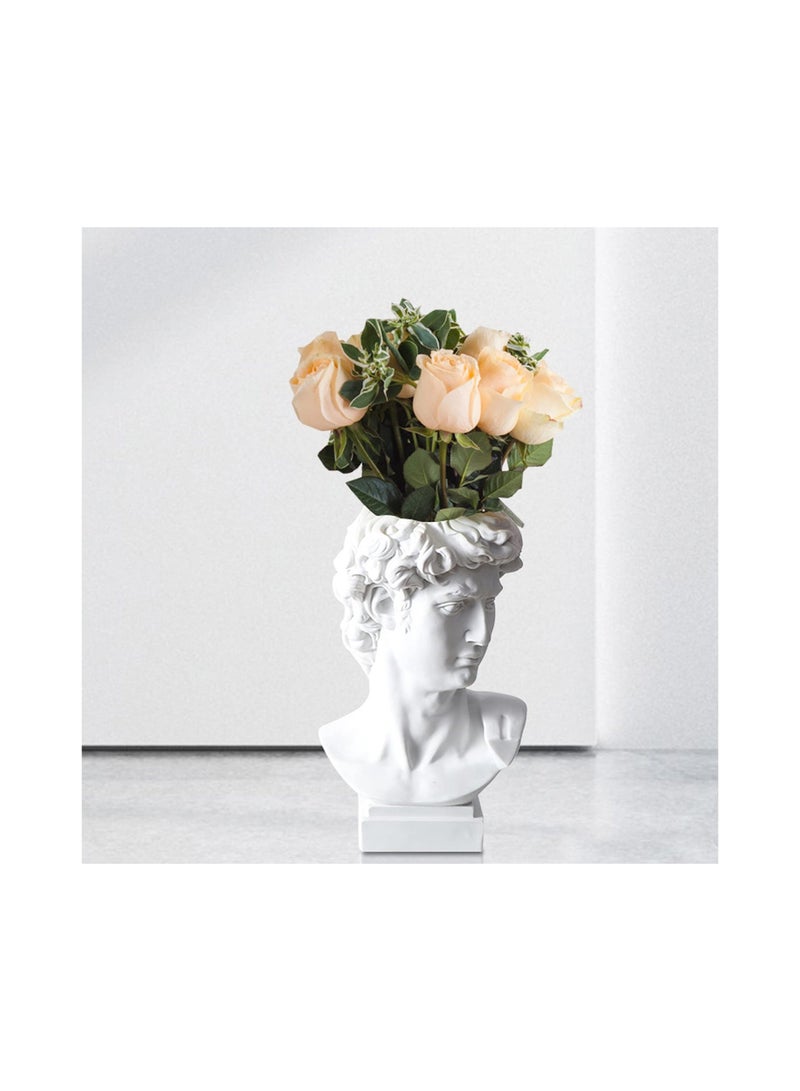 كابتن تيك Head Vase, Hosrnovo Greek Statue Decor David Heads Planter, Roman Style Vintage White Flowers Bowl Creative Housewarming Gift, Decorate Gardening, Bookshelves, Dining Tables(6.5X3.5In)(1 Pack) - Image 2