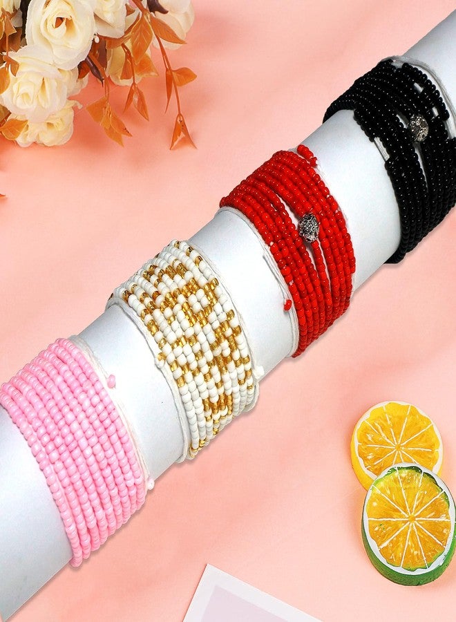Teniinet 4PCS 50” Handmade African Waist Beads for Women Non-Stretching(Tie-on) Style 4 - Image 2