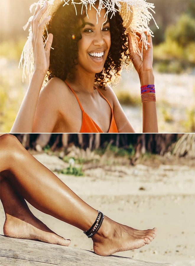 Teniinet 4PCS 50” Handmade African Waist Beads for Women Non-Stretching(Tie-on) Style 4 - Image 5